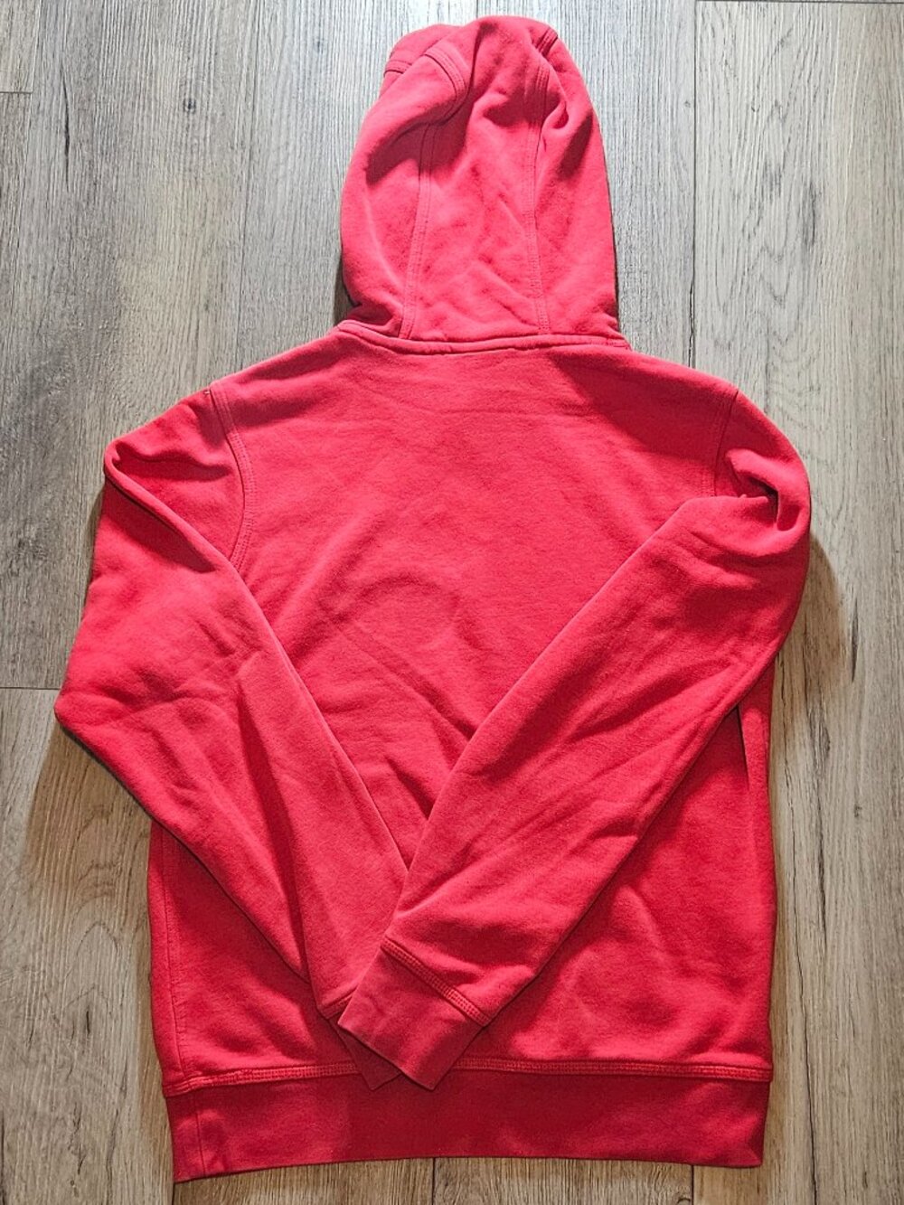 Nike Mens Small Red Fleece Pullover Hoodie White Embroidered Swoosh Sweatshirt - Picture 2 of 5